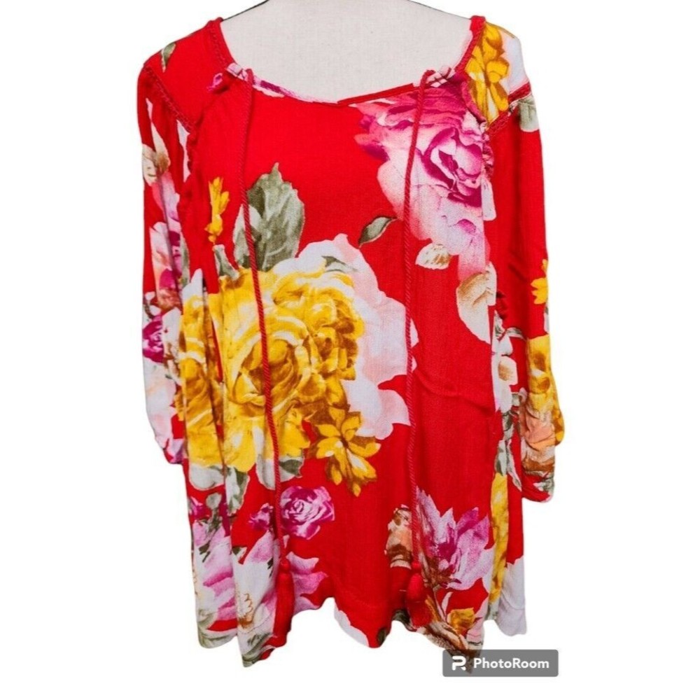 ODDI Size 2X Oversized Flowy Blouse Boho